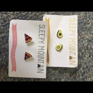 Pizza and avocado earrings brand new